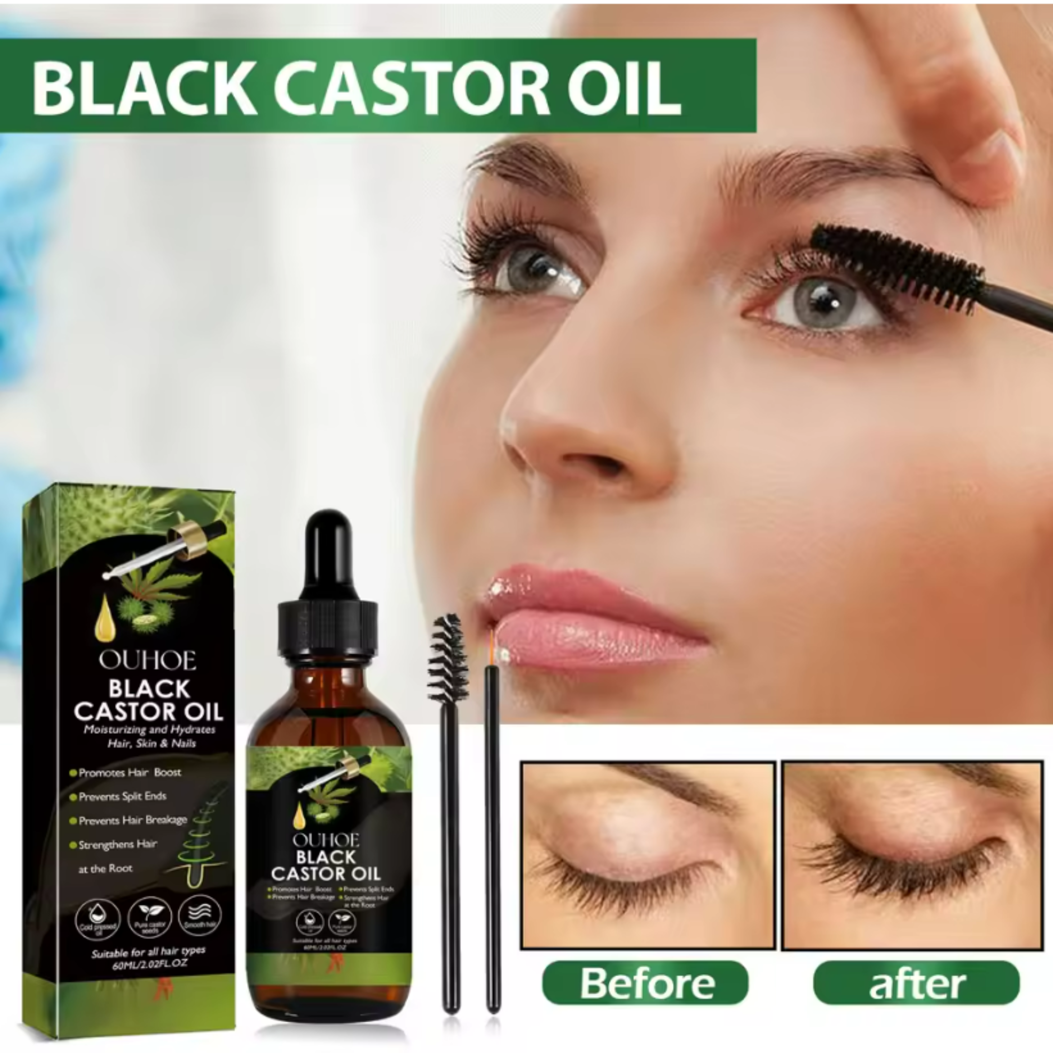 Anti-Hair Loss 100% Organic Black Castor Oil Serum