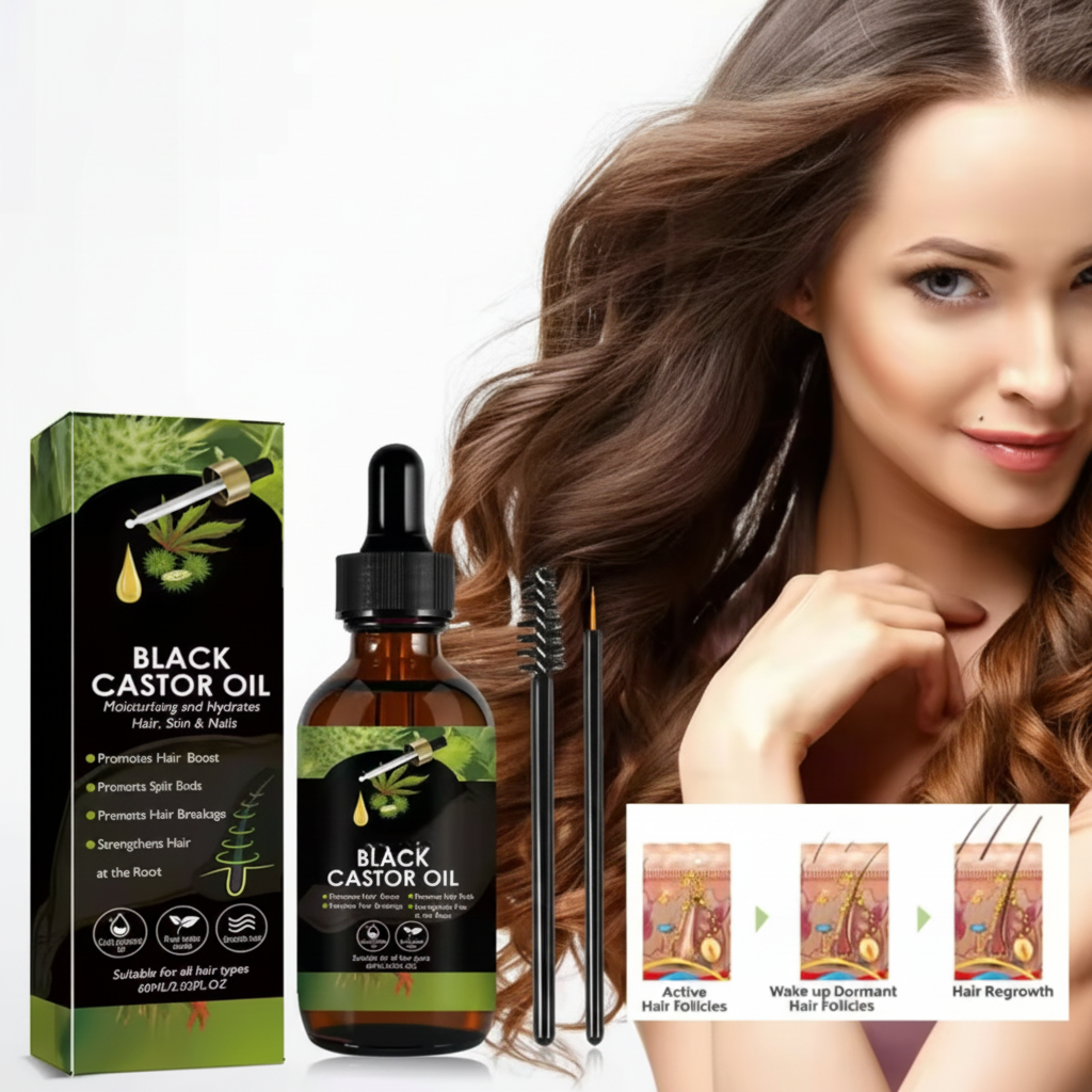 Anti-Hair Loss 100% Organic Black Castor Oil Serum