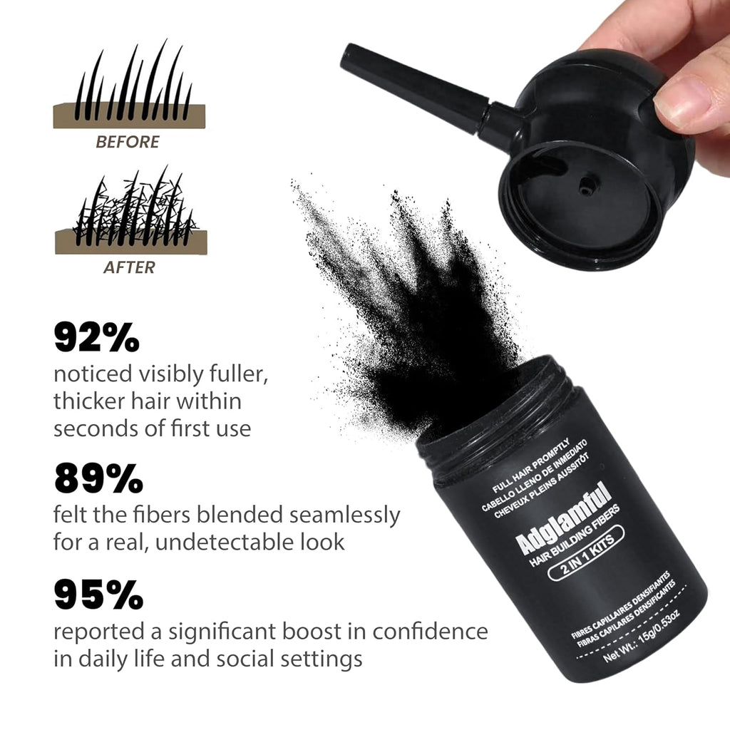 12-Hour Long-Lasting Instant Hair Coverage Fiber Powder Set