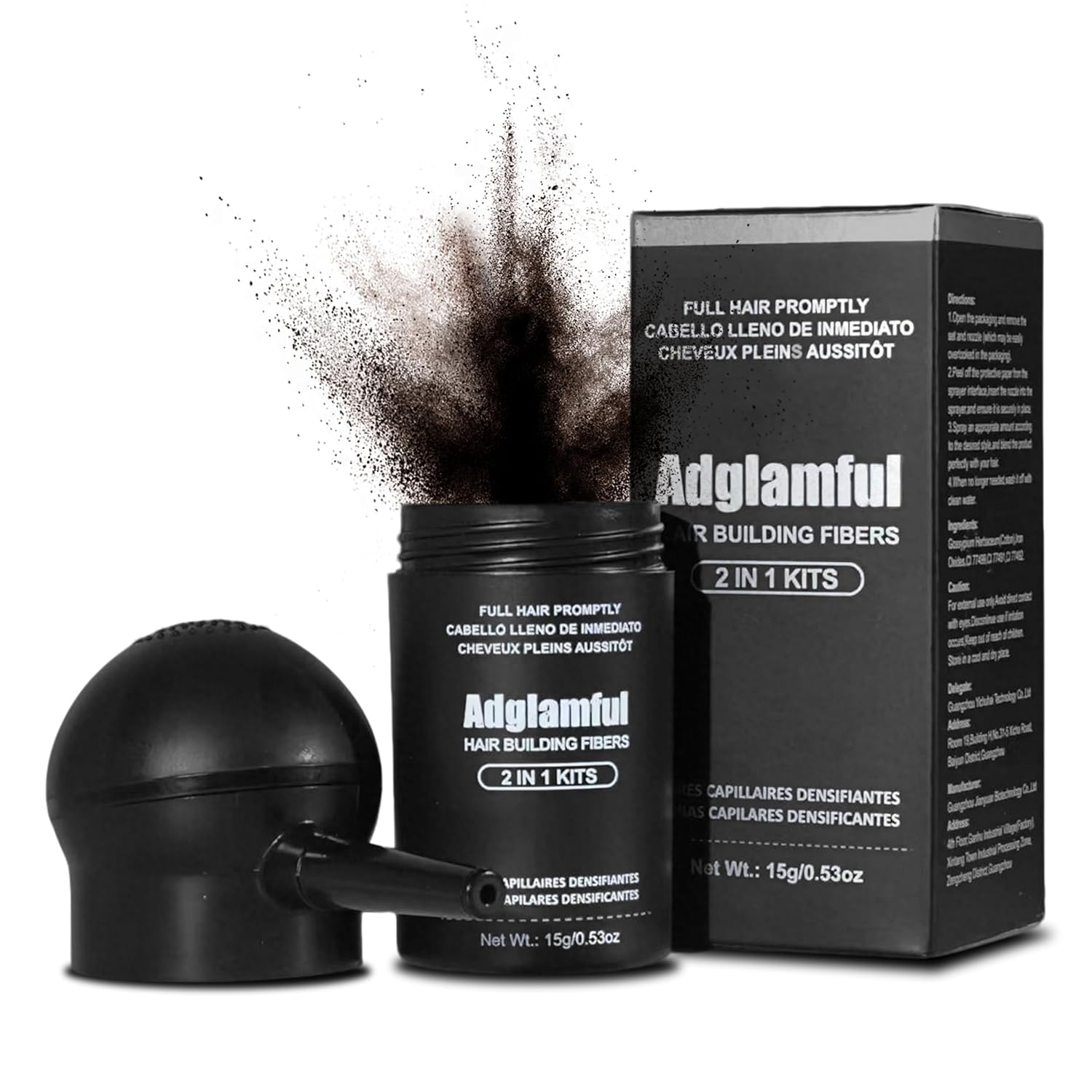 12-Hour Long-Lasting Instant Hair Coverage Fiber Powder Set
